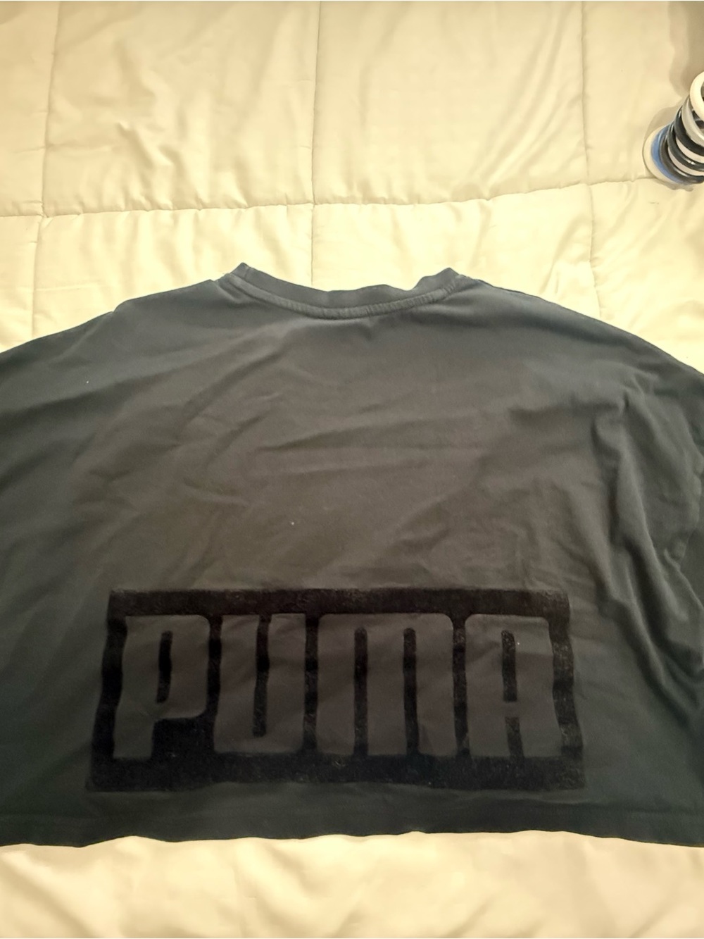 Puma Black Cropped Tee with Logo Tag